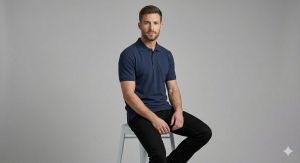 Mens Executive Navy Blue Cotton Polo T Shirt