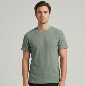 Mens Heritage Olive Textured Cotton T Shirt