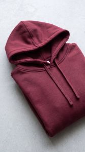 Mens Maroon Cotton Fleece Hoodie