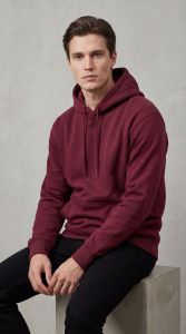 Mens Maroon Cotton Fleece Hoodie