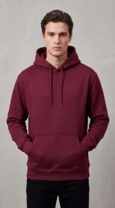 Mens Maroon Cotton Fleece Hoodie