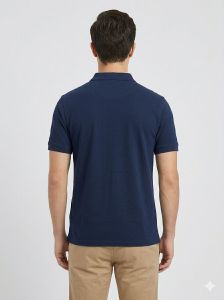 Mens Navy Blue Cotton Polo T Shirt