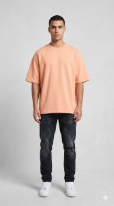 Mens Peach Oversized Cotton T Shirt
