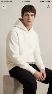 Mens Premium Off White Cotton Hoodie