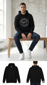 Mens Printed Black Cotton Hoodie