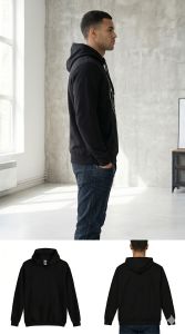 Mens Printed Black Cotton Hoodie