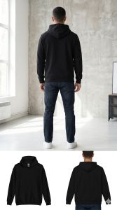 Mens Printed Black Cotton Hoodie