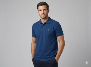 Mens Royal Blue Cotton Polo T Shirt