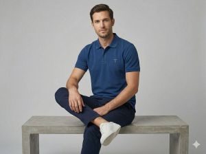 Mens Royal Blue Cotton Polo T Shirt