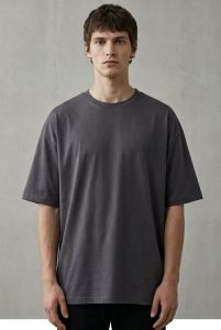 Mens Street Style Charcoal Oversized Cotton T Shirt