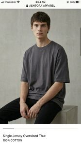 Mens Street Style Charcoal Oversized Cotton T Shirt