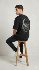 Mens Urban Fit Black Cotton Oversized T Shirt