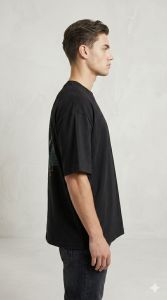 Mens Urban Fit Black Cotton Oversized T Shirt