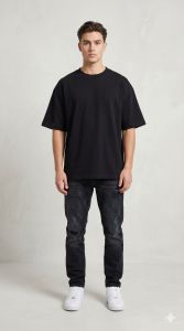 Mens Urban Fit Black Cotton Oversized T Shirt