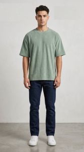 Mens Urban Sage Oversized Cotton T Shirt