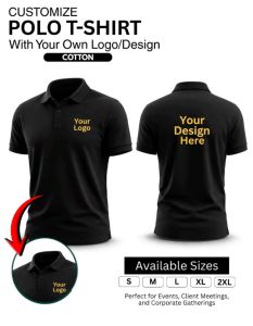 160 GSM Black Customized Cotton Polo T Shirt