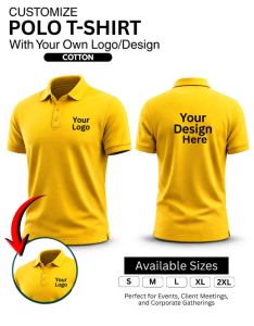 160 GSM Yellow Customized Cotton Polo T-Shirt