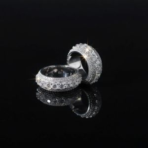925 Silver Iced Out VVS Moissanite Diamond Ring