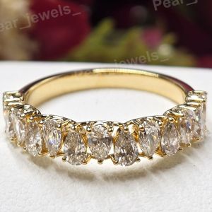 925 Sterling Silver Pear Cut Moissanite Eternity Wedding Band