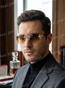 925 Sterling Silver VVS Moissanite Cross Luxury Sunglasses