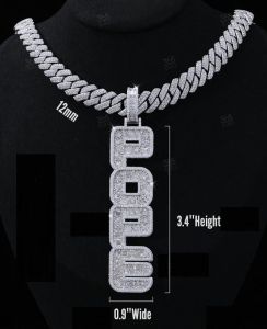 925 Sterling Silver VVS Moissanite Custom Vertical Name Pendant
