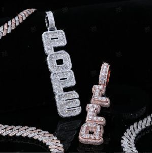 925 Sterling Silver VVS Moissanite Custom Vertical Name Pendant