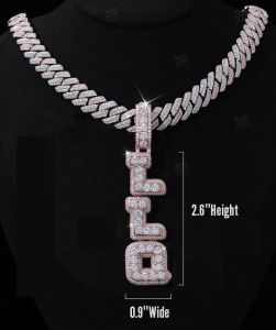 925 Sterling Silver VVS Moissanite Custom Vertical Name Pendant