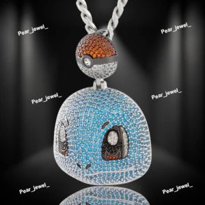 925 Sterling Silver VVS Moissanite Pokemon Squirtle Character Pendant