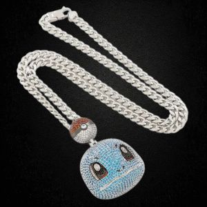 925 Sterling Silver VVS Moissanite Pokemon Squirtle Character Pendant