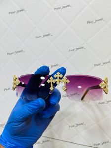 925 Sterling Silver VVS Moissanite Purple Rimless Luxury Sunglasses