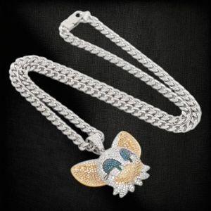 925 Sterling Silver VVS Moissanite Rouge The Bat Cartoon Pendant
