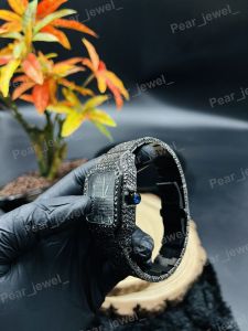 Black VVS Moissanite Diamond Hip Hop Bling Wrist Watch