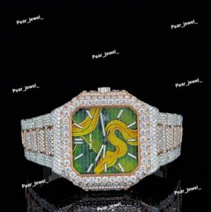Bust Down Iced Out Snake Dial VVS Moissanite Diamond Luxury Watch