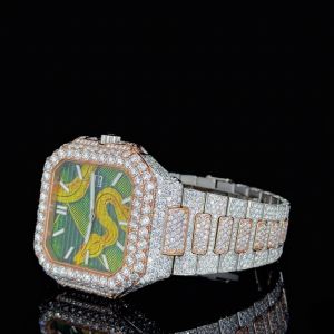 Bust Down Iced Out Snake Dial VVS Moissanite Diamond Luxury Watch