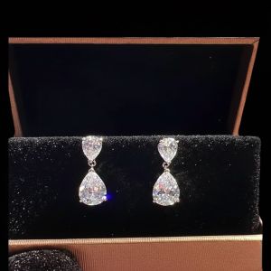 Celestial Pear Drop VVS Moissanite 925 Silver Dangle Earrings