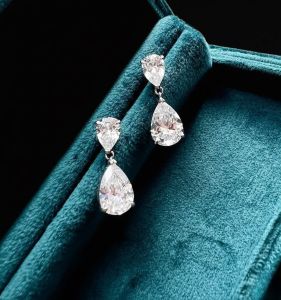 Celestial Pear Drop VVS Moissanite 925 Silver Dangle Earrings