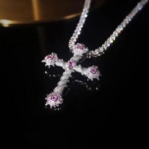 Cross Design 925 Sterling Silver VVS Moissanite Diamond Pendant