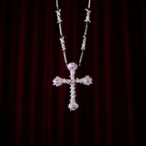 Cross Design 925 Sterling Silver VVS Moissanite Diamond Pendant
