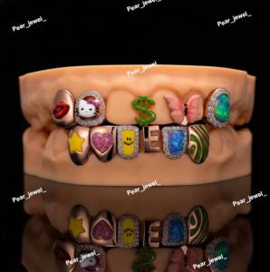 Custom Multicolor VVS Moissanite 925 Silver Designer Grillz