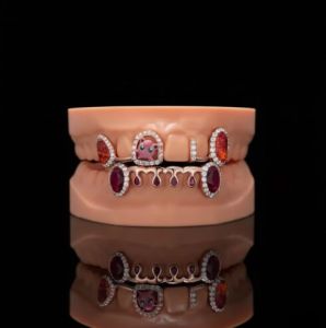Custom Multicolor VVS Moissanite 925 Silver Designer Grillz