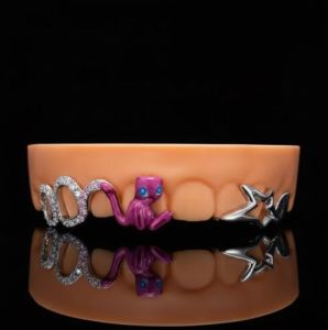 Custom Multicolor VVS Moissanite 925 Silver Designer Grillz