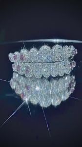 Diamond Luxe Rhodium VVS Moissanite 925 Silver Grillz