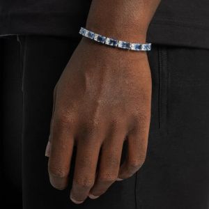 Elegant Blue Radiant VVS Moissanite 925 Silver Tennis Bracelet