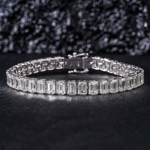 Emerald Cut VVS Moissanite 925 Silver Tennis Bracelet