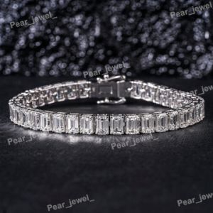 Emerald Cut VVS Moissanite 925 Silver Tennis Bracelet