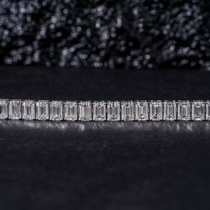 Emerald Cut VVS Moissanite 925 Silver Tennis Bracelet