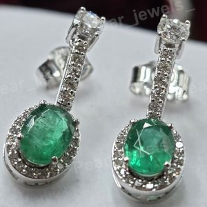 Emerald Grace VVS Moissanite 925 Silver Dangle Earrings