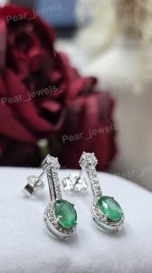Emerald Grace VVS Moissanite 925 Silver Dangle Earrings