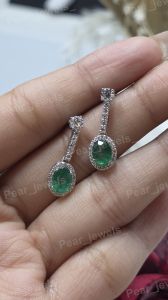 Emerald Grace VVS Moissanite 925 Silver Dangle Earrings