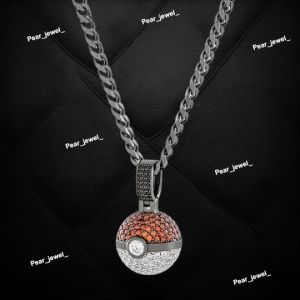 Hip Hop Silver VVS Moissanite Poke Ball Pendant